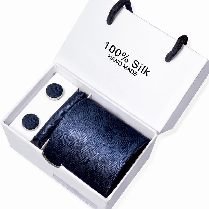 Мужской деловой галстук, квадратный шарф, подарочная коробка, полосатый простой костюм, рубашка, галстук, черный подарочный набор в коробке