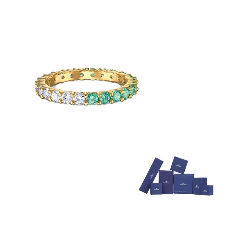 Swarovski Кольца с искусственными кристаллами женские зеленые, с золотым покрытием