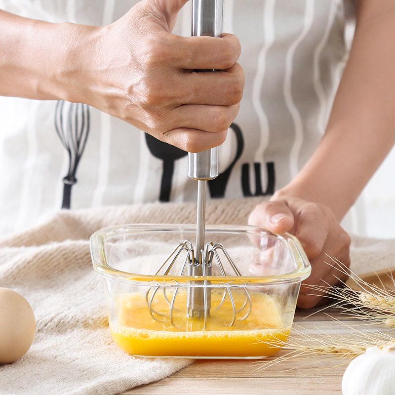 2pcs 10 Inch Stainless Steel Egg Beater Durable Semi-automatic Mixer For Effortless Egg Cream Mixing Stirring And Beating For Kitchen Baking