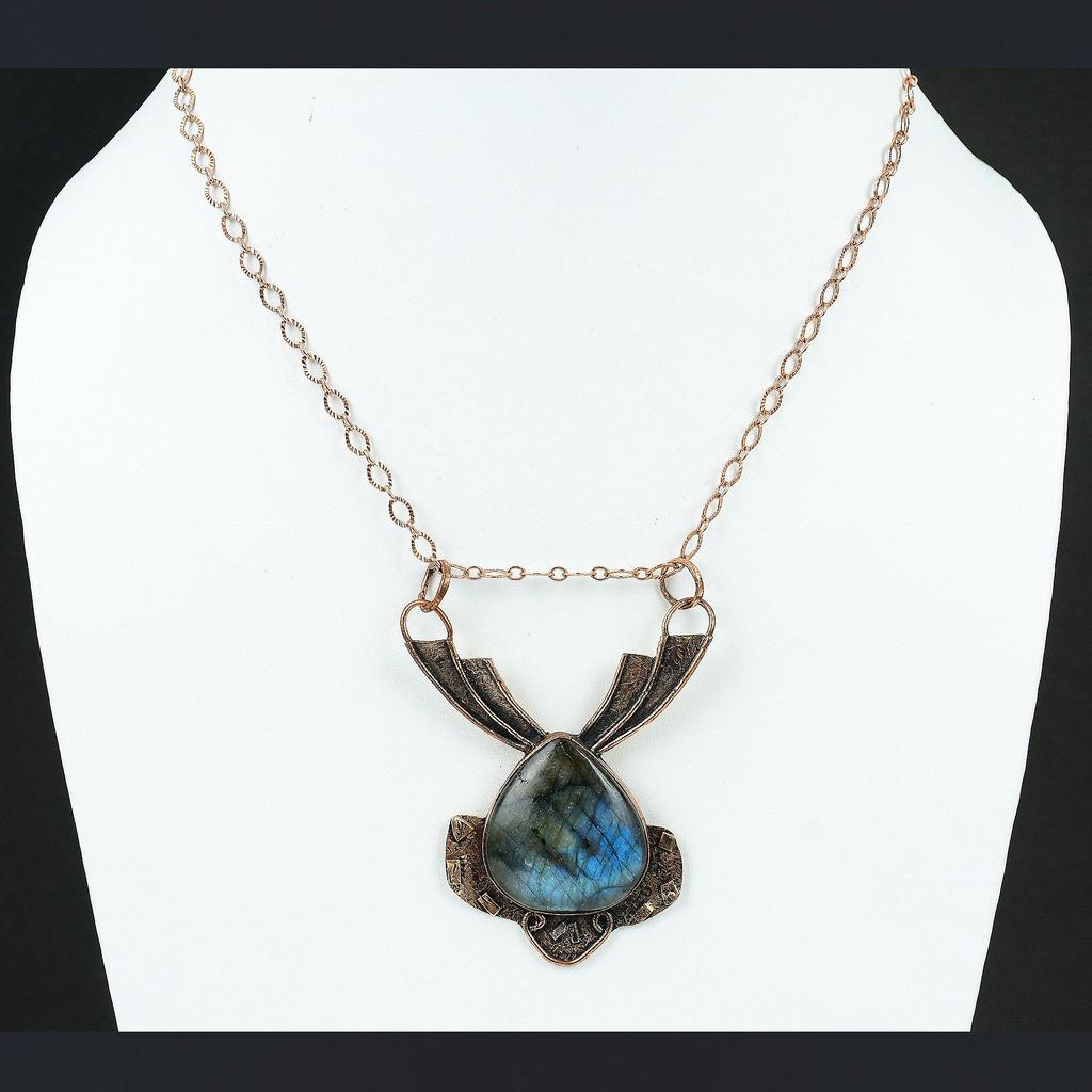 Подвеска из лабрадорита Медная подвеска Подвеска из натурального драгоценного камня Красивые удивительные ювелирные изделия ручной работы Медные украшения Свадебный душ Ювелирные изделия для подарка