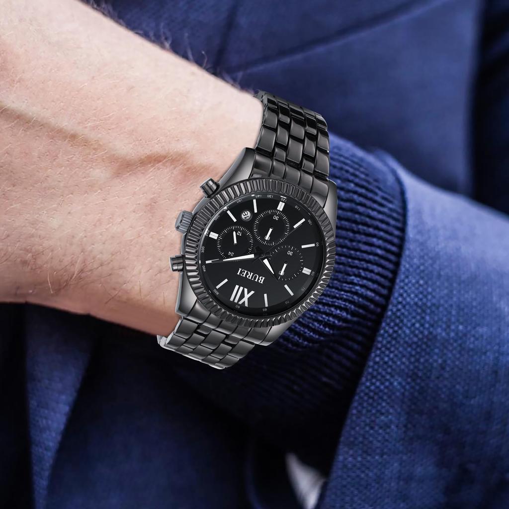 Watch Analog Waterproof Simple Male Black Stainless Steel Strap Watch Made In Japan Battery [Baosho] Men's