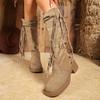 Boots Boots Women's Autumn and Winter New Knight Boots Egyptian Boots Tassel Coarse Heel Western Cowboy Boots Pile Boots