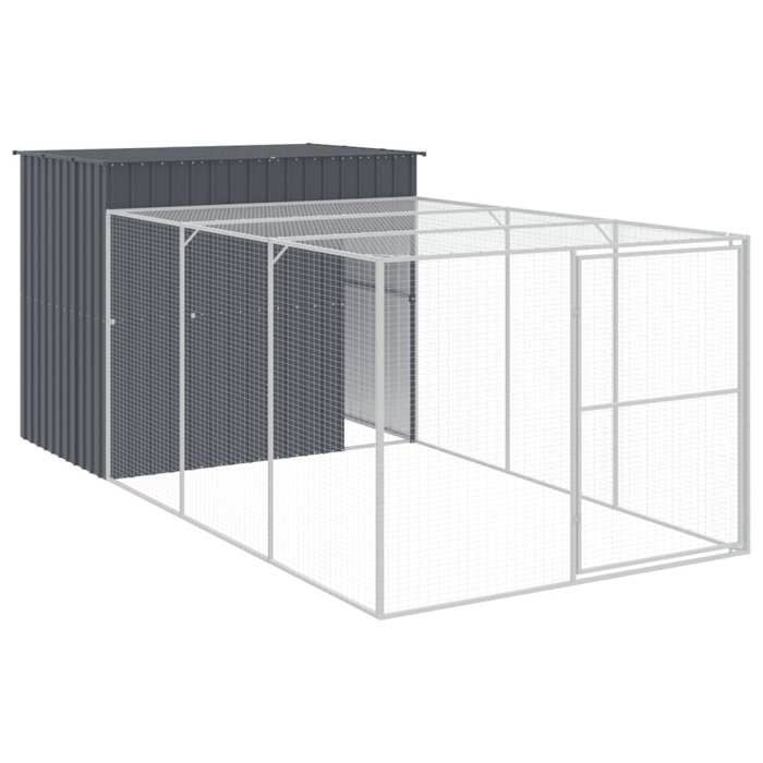 VidaXL Dog Niche with Anthracite Courtyard 214x457x181 Cm, Dog Cage, Dog Shelter, Animal House, Cages 3189132