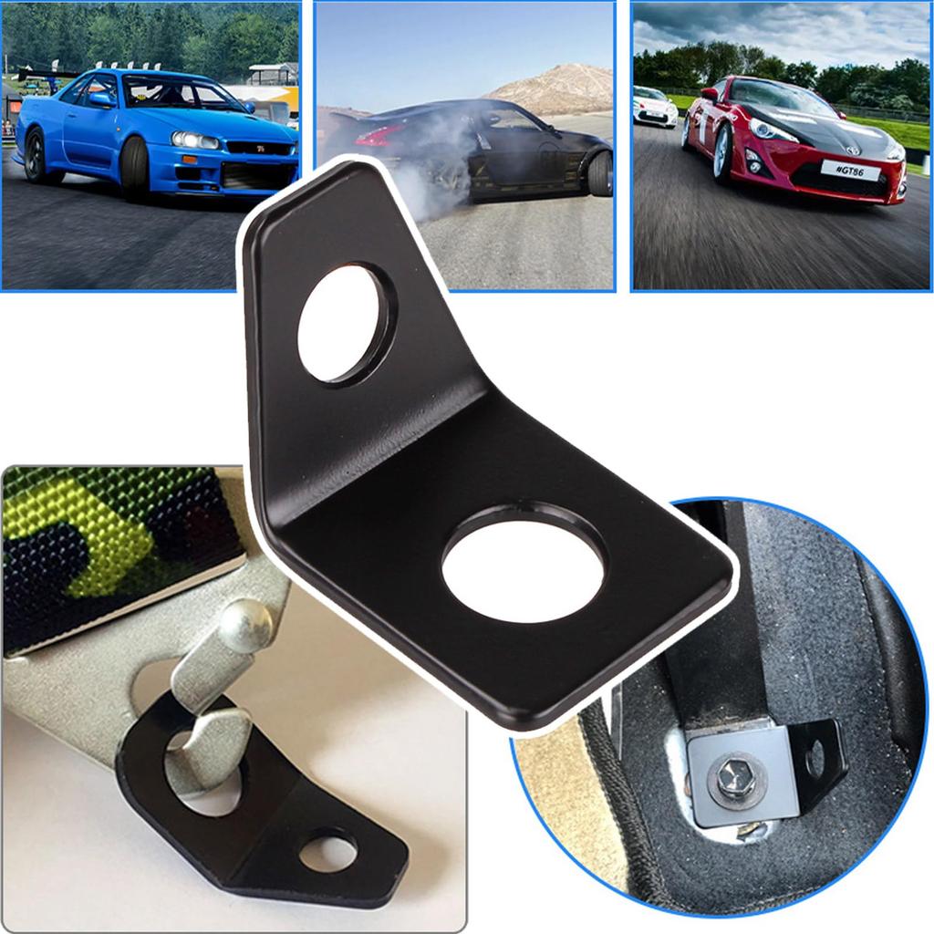 LEXOR 4 Pcs 4 Point Racing Seat Belt Tie Down Hook Buckets Seat Harness Bolts L-Shaped Stay Hook Bracket