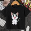 Cute Cat Printed Kids T Shirt Girls Boys Cartoon T-Shirt Summer Casual Short Sleeve T-Shirt Comfortable Funny Children Clothes