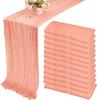 10PCS Terracotta Semi-Sheer Table Runner Gauze Cheesecloth Table Setting Dining Wedding Reception Events Christmas Fall Decor