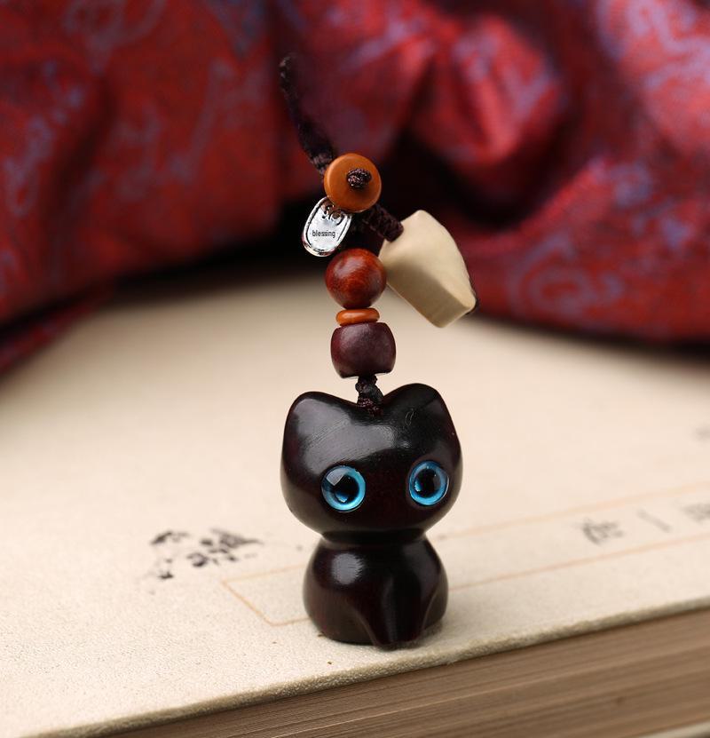 Брелок для ключей «Человек в виде кошки» из фиолетового сандалового дерева: Креативный кулон и милые украшения