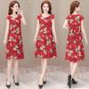 Summer Women's Cotton Dress Plus Size Loose Belt Mother Dress