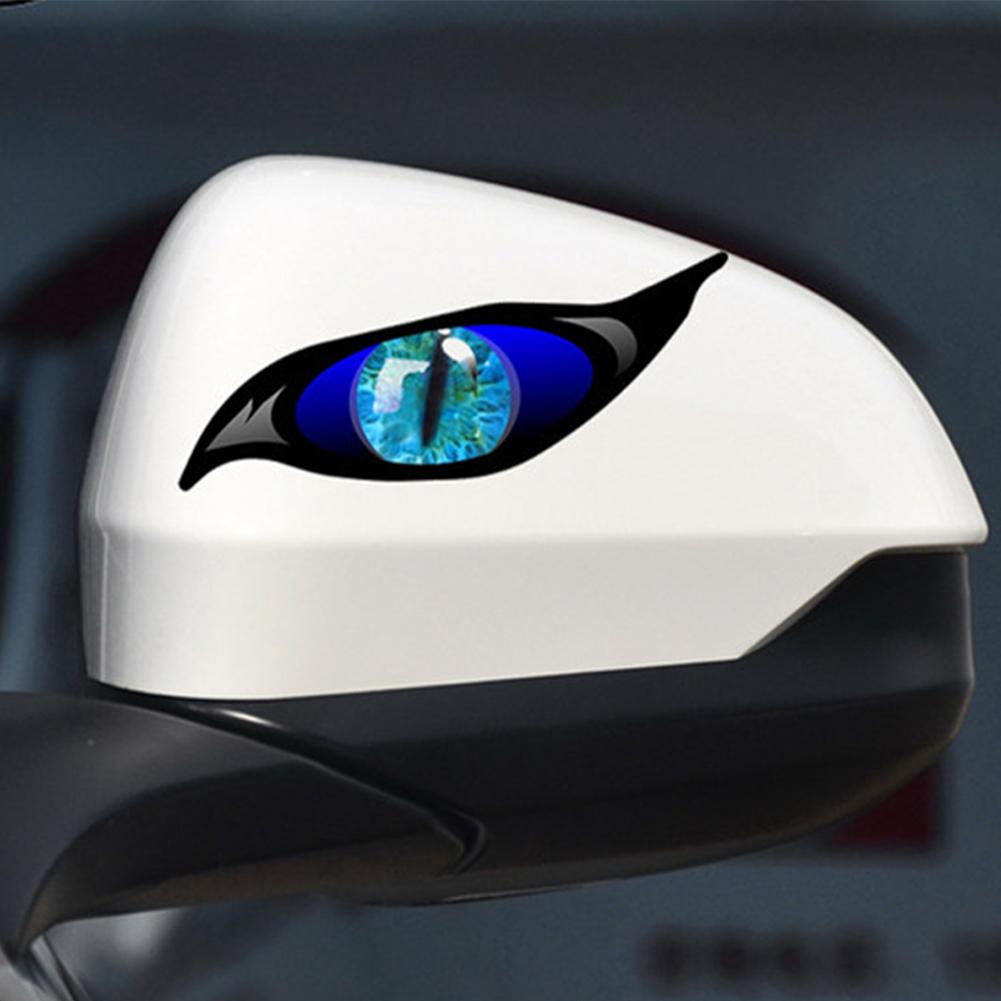 3D Стерео Наклейки на Зеркало Заднего Вида Кошачий Глаз - 2 Штуки, Многоцветный Винил для Автомобилей и Мотоциклов