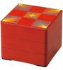 Recreation Bento Box Made In Japan 3 Tiers 6 Dimensions Color Red Matsuba Ichimatsu X X J-kitchens (Bento Box) 18.1cm 18.1cm 16.5cm