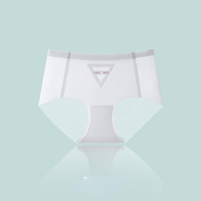 Ice Silk Underpants Women's Traceless Pure Cotton Antibacterial Crotch Mid Waist  Summer Breathable Sexy Triangle Shorts