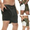 Mens Sports Gym Running Shorts Dual Layer Drawstring Quick Dry with Pocket Pants