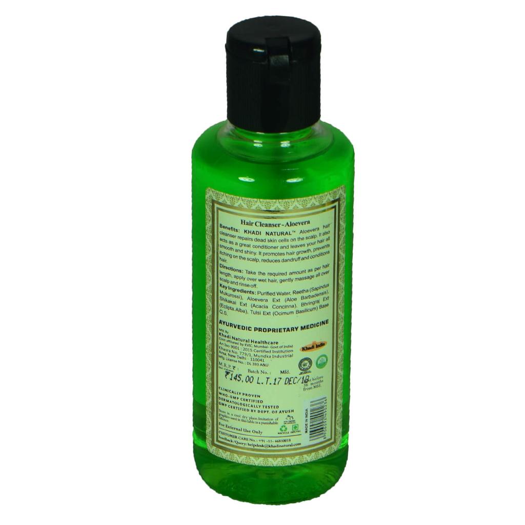 Natural Aloe Vera Shampoo: To Add Shine To Hair (210 Ml), Hair Cleanser Aloevera Khadi Natural