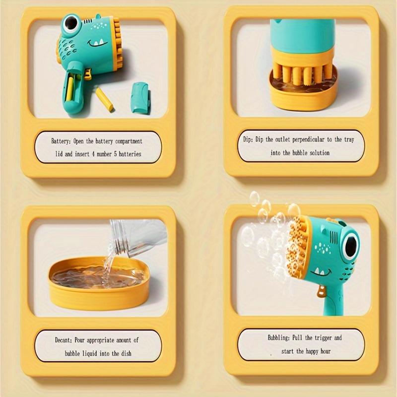 AIUAZA Dinosaur Bubble Gun With 40 Holes, An Outdoor Bubble Machine Toy, A Gift For Holidays And Festivals,