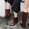 Fashion Kitten Heel Temperament Fashion Boots for Women 2025 New Red Wide Version Large Tube Circumference Mid Tube Short Boots