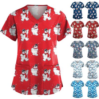 Женский модный повседневный защитный костюм с v-образным вырезом и принтом