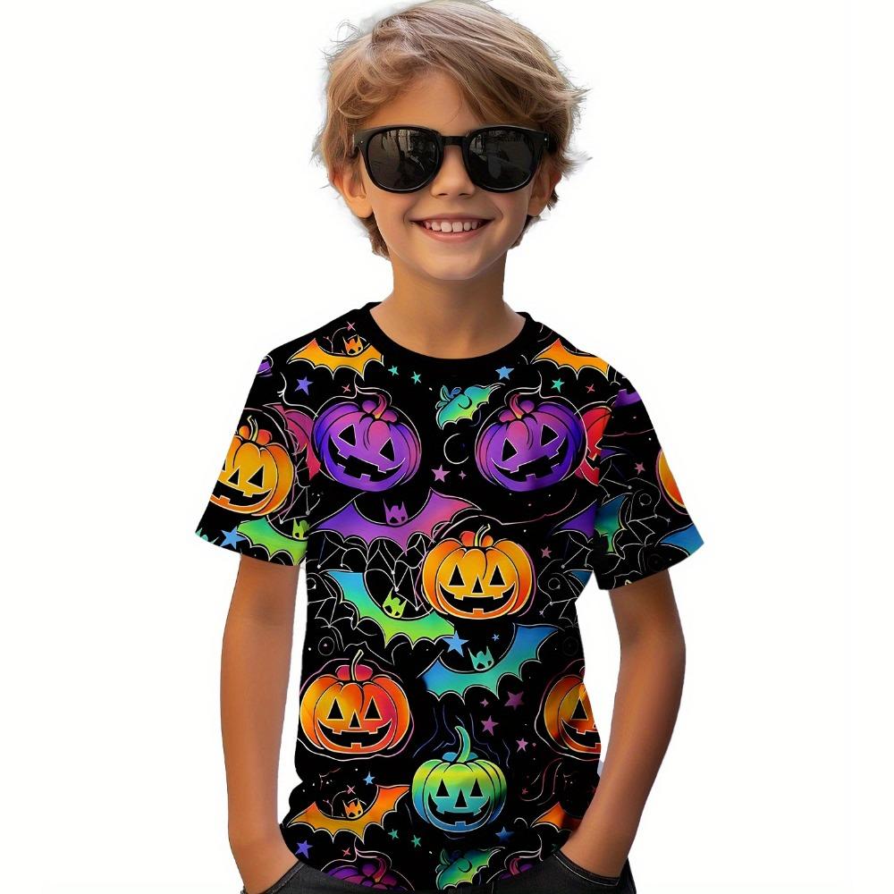 Girl Clothes Funny Terror Pumpkin Graphic T Shirt Boys Girls Halloween Short Sleeve Tops Tees Halloween Gift Party T-Shirt