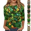Женские топы Рубашка с рукавом три четверти Круглый вырез Свободная повседневная рубашка Футболка с принтом