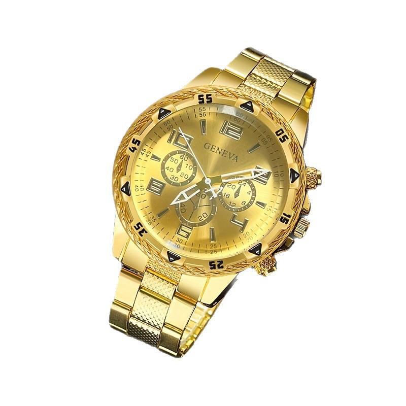 Мужские часы Geneva Blu-ray Glass Стальной ремешок Кварцевые часы Три циферблата Деловые Повседневные