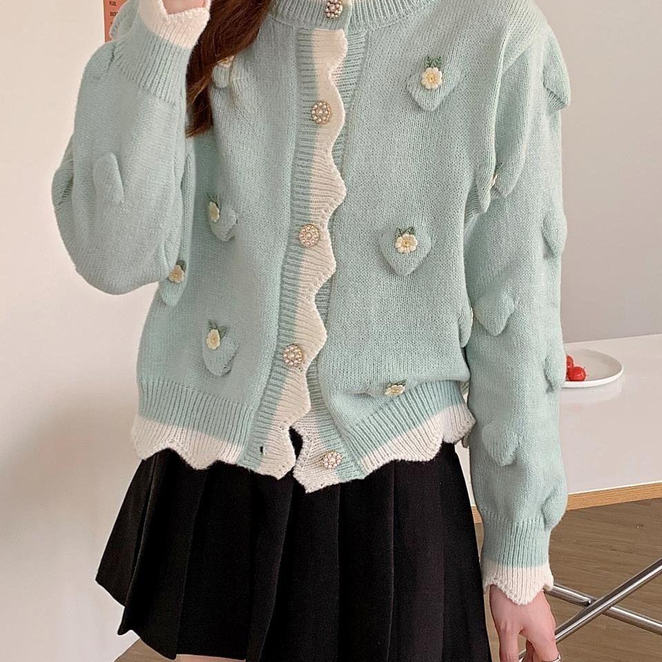 Милый свитер, кардиган, женский топ 2023, весенне-осенний вязаный кардиган, женский дизайн, свитер для маленькой толпы, женское пальто