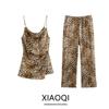 Fashion Style 2024 Autumn New Women's Leopard Print Print Sling Tops High Waist Pants 8081013