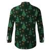 Men's Fashion Casual Christmas Print Long Sleeve Buttons Lapel Shirts Tops