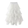 Qooth Women 10 Color Asymmetrical Tulle Ball Gown Skirt Elegant High Waist Fairy Mesh A-line Skirt For Spring Summer QT2126