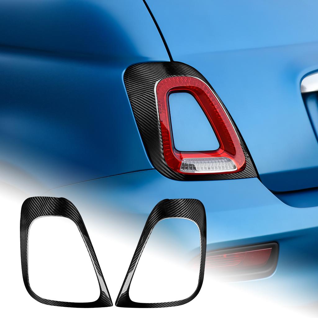 Carbon Fiber Style Tail Light Frame Sticker for Fiat 500 Abarth 595 695 2017-2023, 1 Pair
