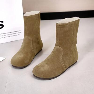 Ботильоны на плоской подошве с современными ботинками, зимняя женская обувь без застежек, распродажа 2024 года, новые женские ботинки с круглым носком и средним каблуком