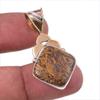 Natural Maryam Jasper 925 Solid Sterling Silver Gift TwoTone Pendant 1.50" D8K80