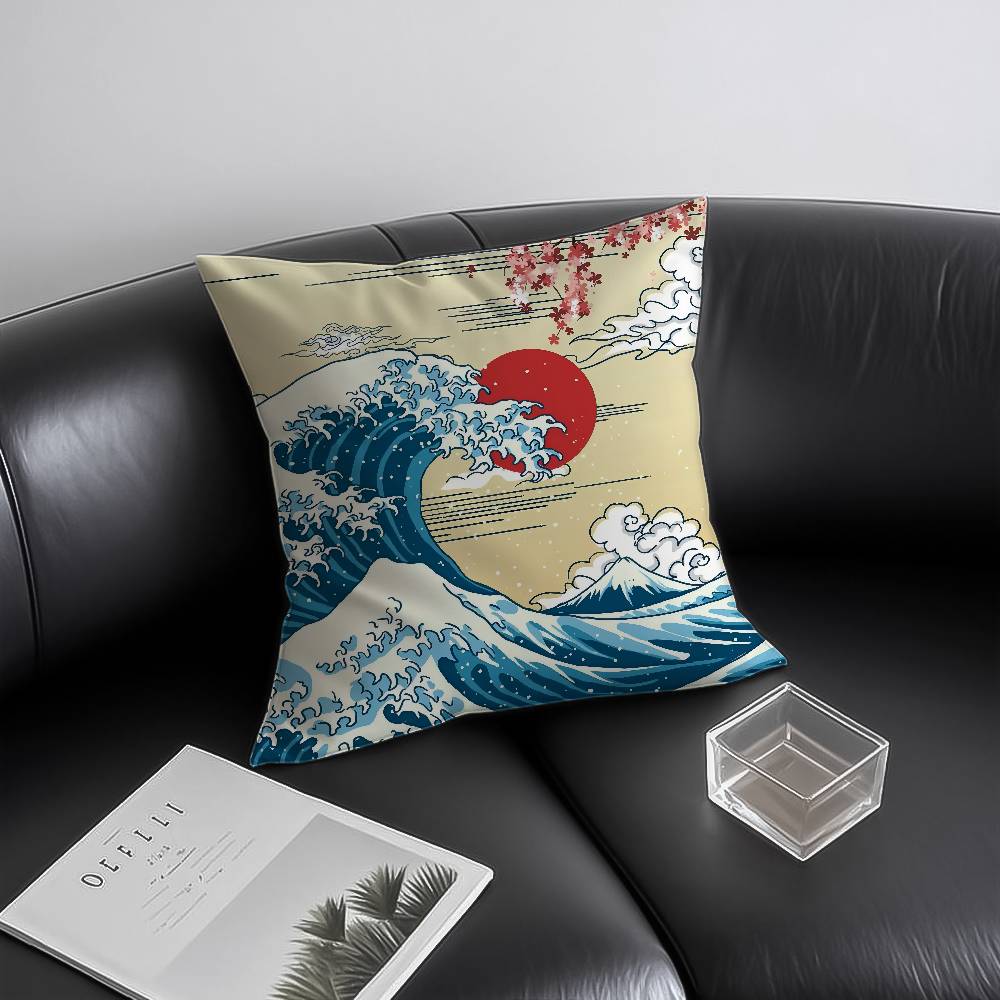 Japanese Ocean Day Pillow Case Anti-dustmite Invisible Zipper Sofa Bed