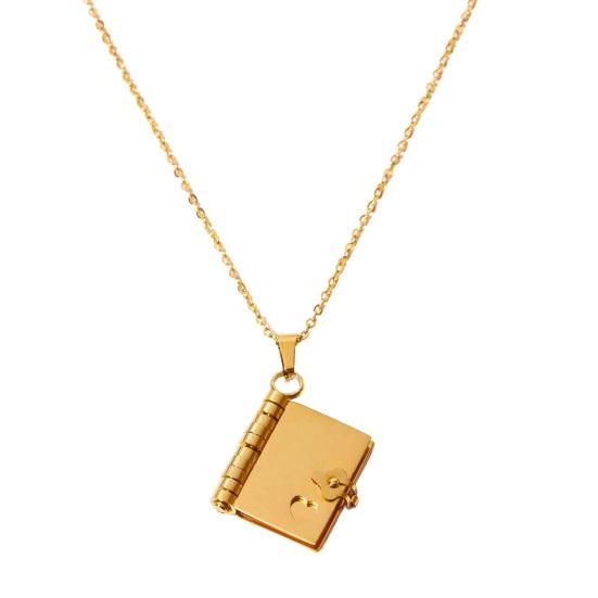 Ожерелье с подвеской в виде книги, женское ожерелье-цепочка для свитера, открывающаяся и закрывающаяся книга, подвеска, ювелирный аксессуар для свиданий, повседневной одежды, банкета