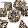 7 Pcs Yellow Flying Dragon Metal Dice Hollow Metal Polyhedral Dice Set Suitable for Role-Playing RPG  Board Game Card Game