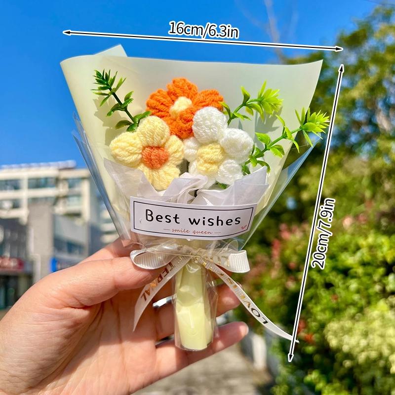 Мини-вязаный букет для подруги, креативный подарок на день рождения ко Дню святого Валентина, искусственный небольшой букет, подарок на свадьбу