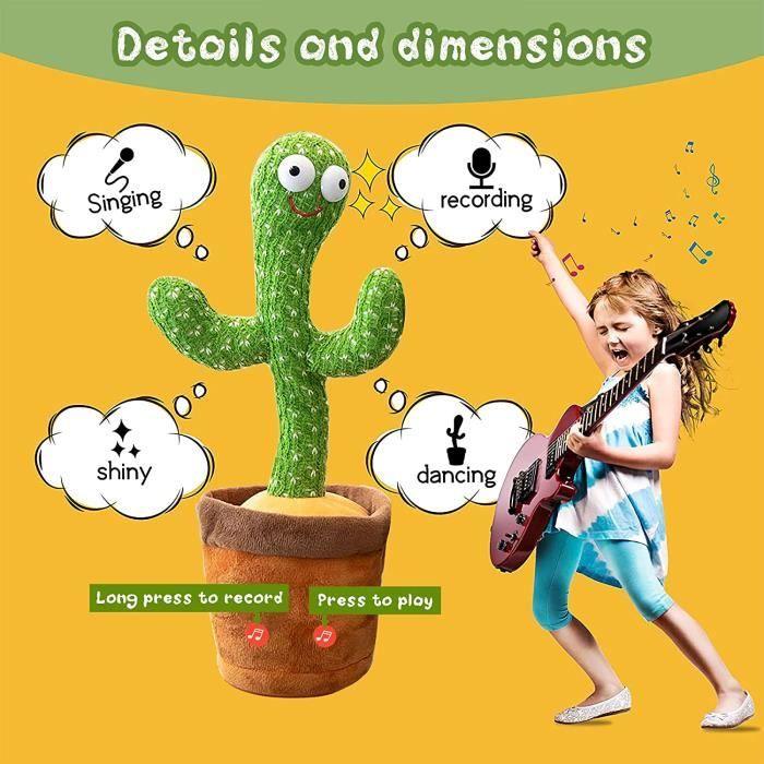 Peluche Chantant,Cactus Qui Danse,Jouet en Peluche pour Enfants,Dancing Cactus,120 Chansons,Enregistrement,Apprendre à Parler