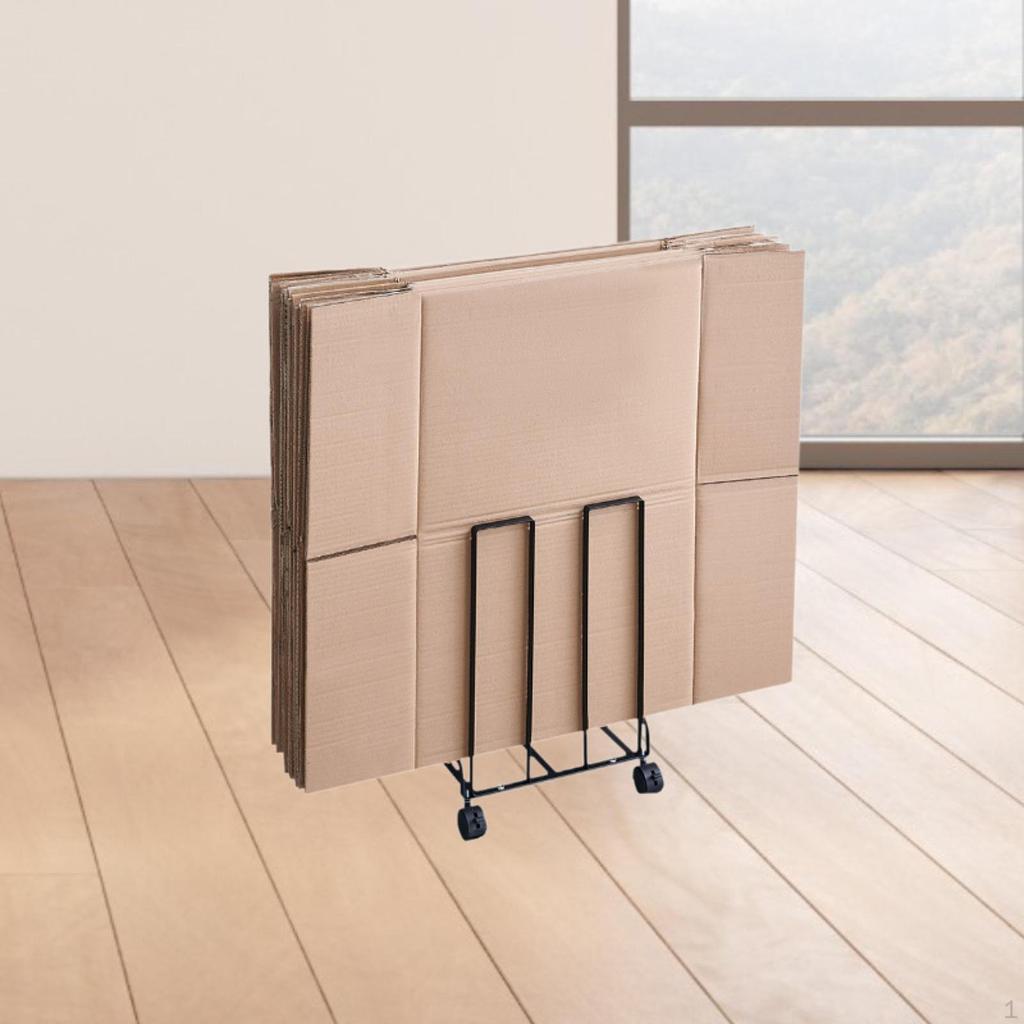 Тележка для хранения картона с колесами 31 см x 26 см x 43,5 см Многоцелевая мобильная картонная стойка с металлическим каркасом