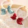 Necklace Adjustable Bright Color Lobster Clasp Design Allergy Free Easy-wearing Show Unique Charm Resin Imitation Pearl Pet Cat Bow-knot Necklace Pet