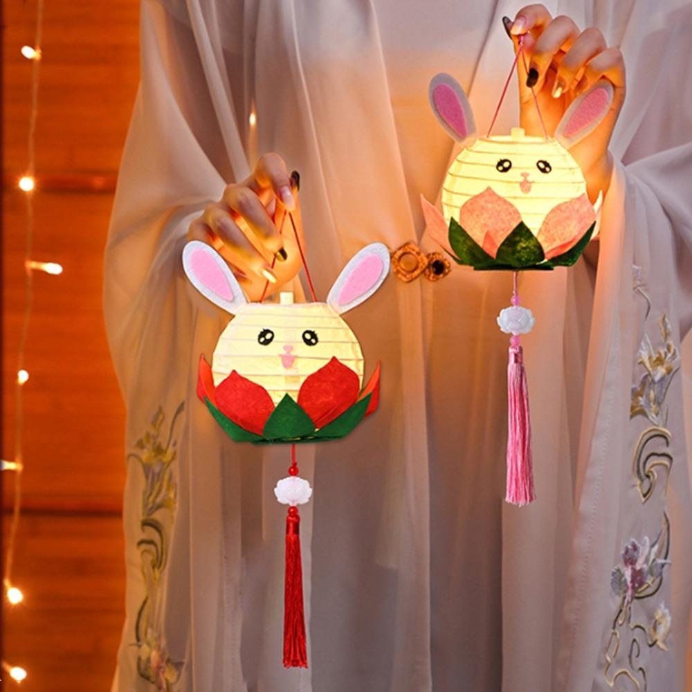 DIY Material Package Lotus Flower Lanterns Glowing Rabbit Lotus Lantern Holiday Decoration