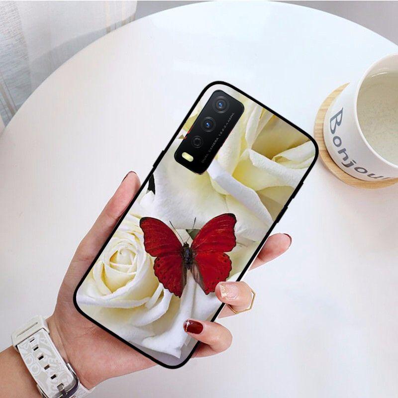 Чехол для телефона с красной бабочкой и розами для vivo Y31 Y30 Y33S Y11S Y12S Y17 Y20 Y20S Y21S Y1S Y53S Y15 Y19 Y91C V23, чехлы