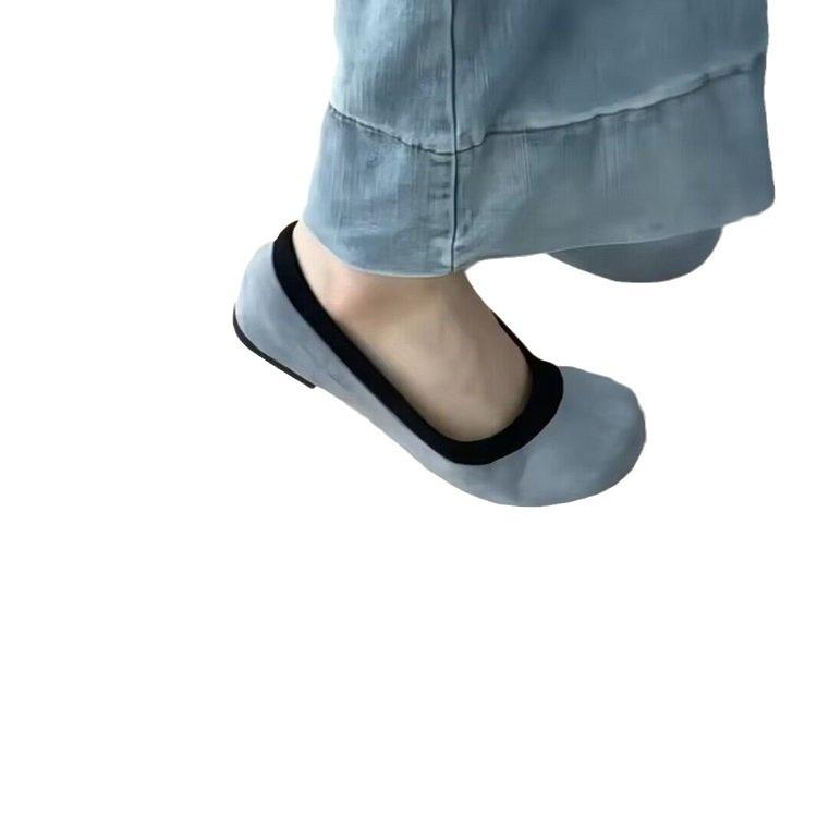 Женские балетки Niche Retro с круглым носком и неглубоким горлом, новинка 2024 года, корейская версия, замшевые балетки с леопардовым принтом на мягкой подошве, туфли для бабушки