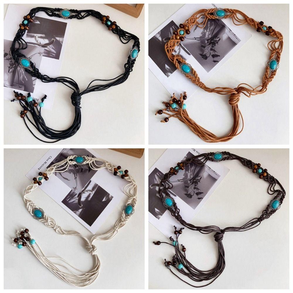 Versatile Braided Waist Belt Ethnic Style Dress Chain Waist All-Matched Woven Belt Women