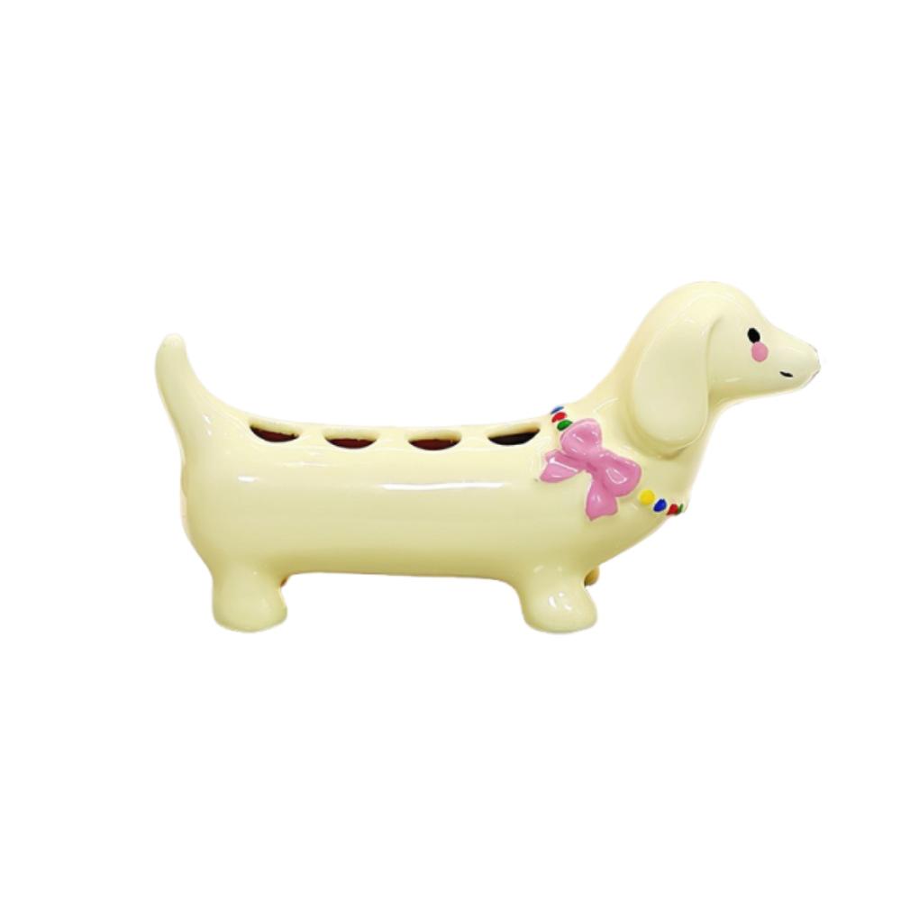 4 Slot Dachshund Toothbrush Holder Ceramic Toothpaste Toothbrush Base Bathroom Accessories