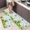 1Pcs Easter Themed Kitchen Mat Soft Cute Bunny Egg And Wood Grain Print Kitchen Floor Mat Waterproof Non-slip Oil-proof Floor Mat Runner Rug
