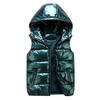 Women Winter Vest Solid Color Hooded Warm Elastic Hem Pockets Bright Color Quilted Vest Waistcoat