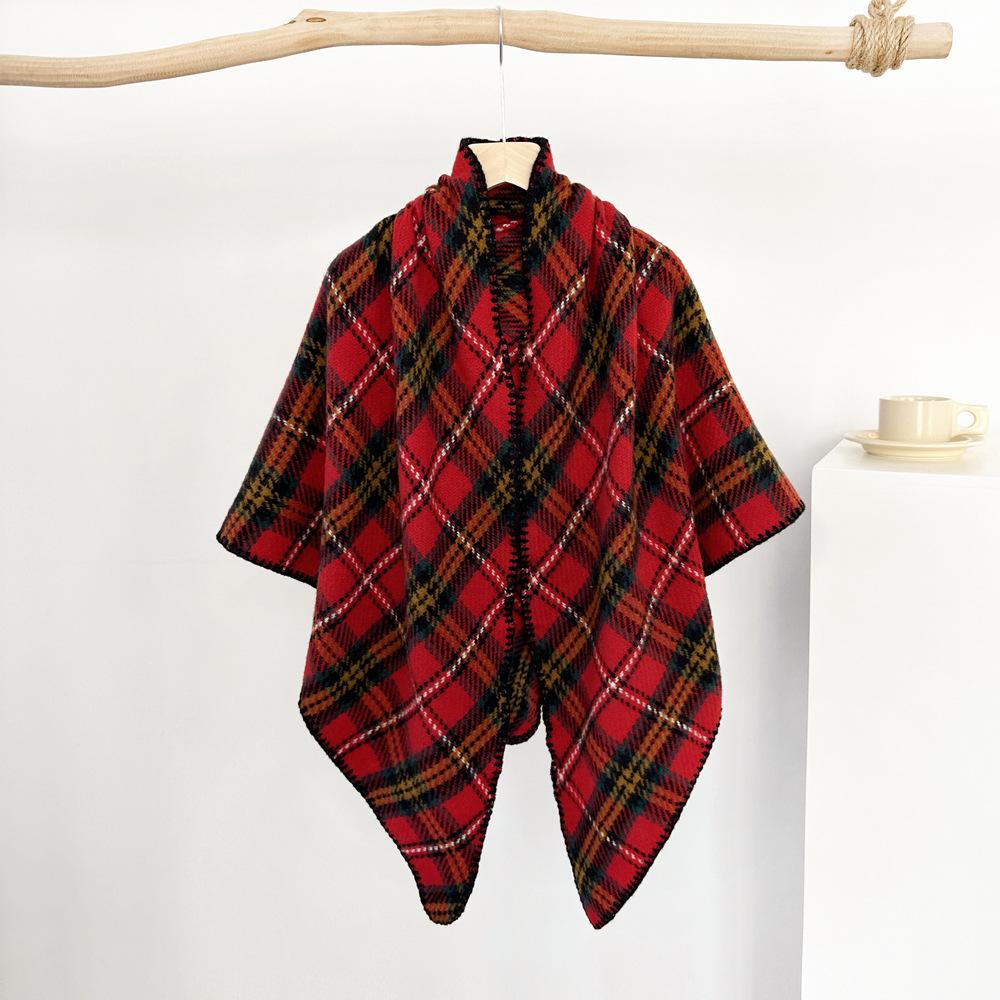 New Triangular Scarf Ralph Old Money Style Maillard Shawl Scarf Women's Winter Coffee Colored Scarf Plaid Shawl