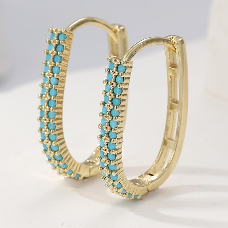Краткие Серьги-кольца с дизайном из синтетической бирюзы для женщин Изысканные Элегантные Банкетные Серьги U-образной формы Ювелирные аксессуары