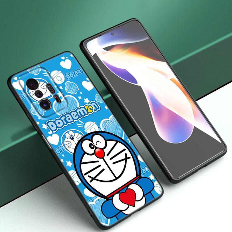 Cartoon Anime Doraemon Black Phone Case For Xiaomi Mi 9 SE 8 10 10T 11 12 13 Lite 9T 11T 12S 12T 13T 14 Pro 5G NE 11i 12X