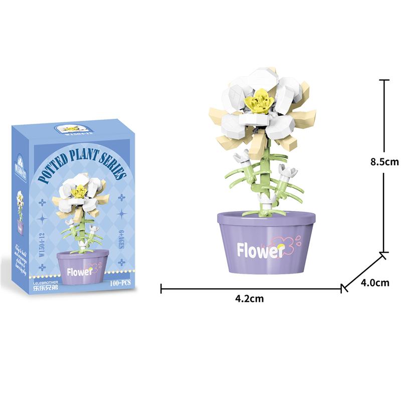 Creative Immortal Flowers Building Block Succulent Pot Ornament Kids Birthday Gift Casual Puzzle Toy