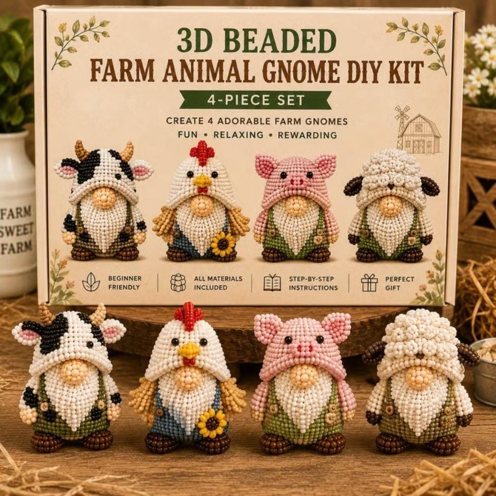 Gnome 3D Beaded DIY Craft Kit Educational Toy Bead Doll Making Supply Party Birthday Gift