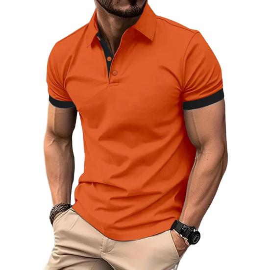 Men Tops Lapel Short Sleeve Casual Loose Fit Regular Style Tops